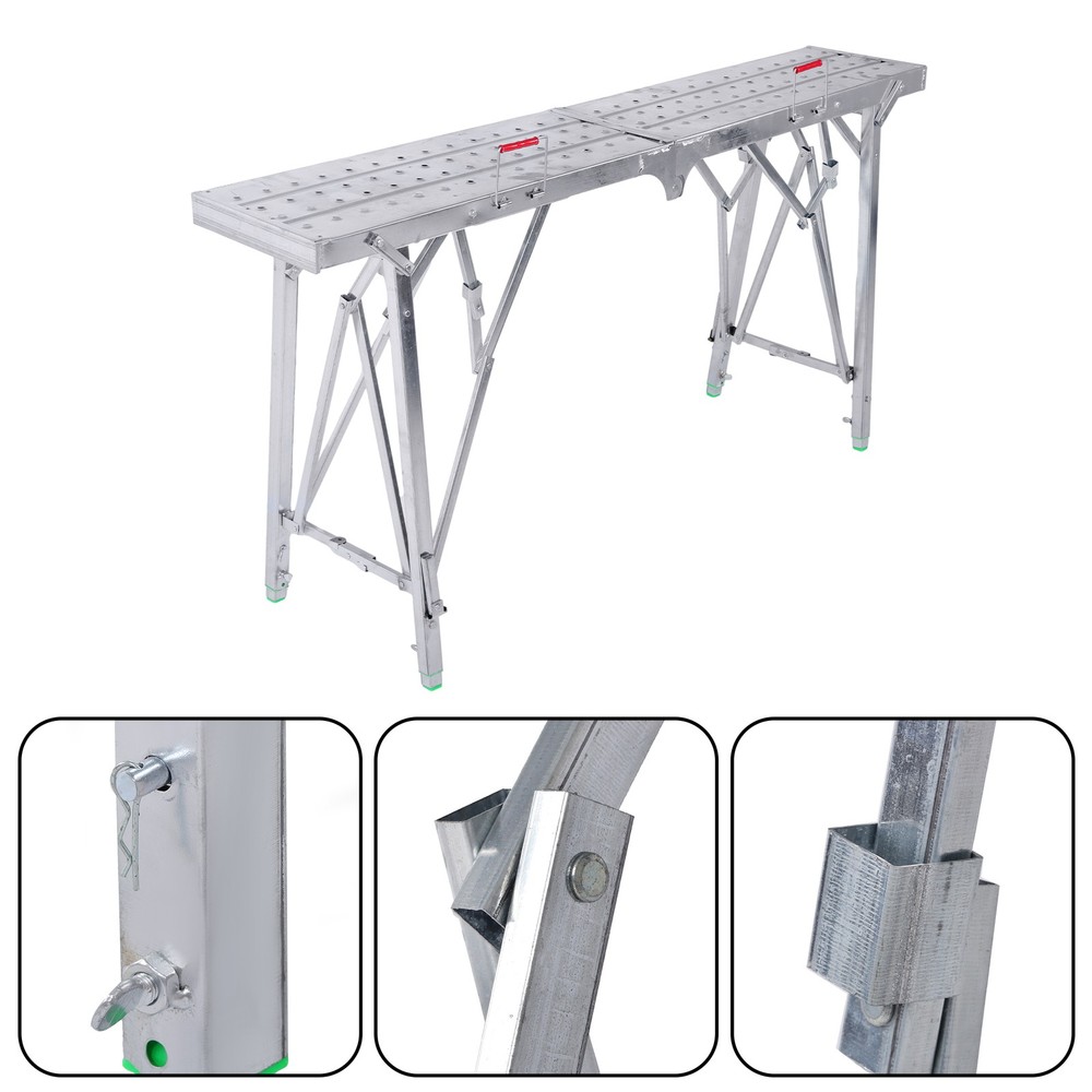 1.6m Portable Folding Scaffolding Platform Work Bench Scaffold Step Ladder