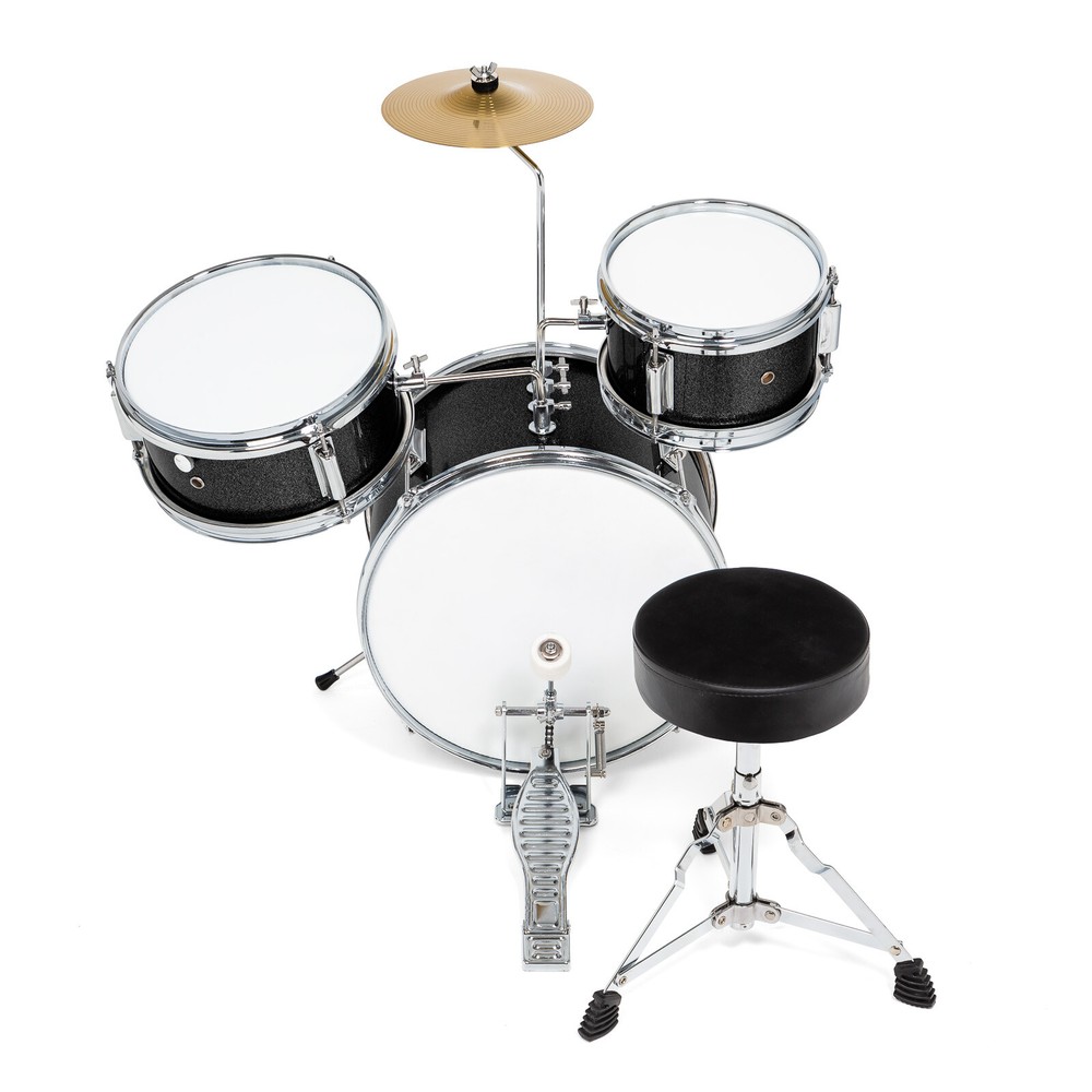 OPEN BOX - 3-Piece Junior Drum Set - Complete Mini Beginner Kit - Black
