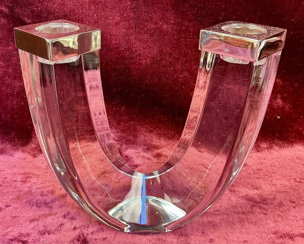 An Exquisite Hallmarked Silver & Crystal Candleabrum Candlestick. Sheffield 2005