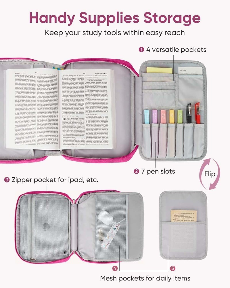 Elegant Bible Carrying Case with Adjustable Strap & Easy Access Storage