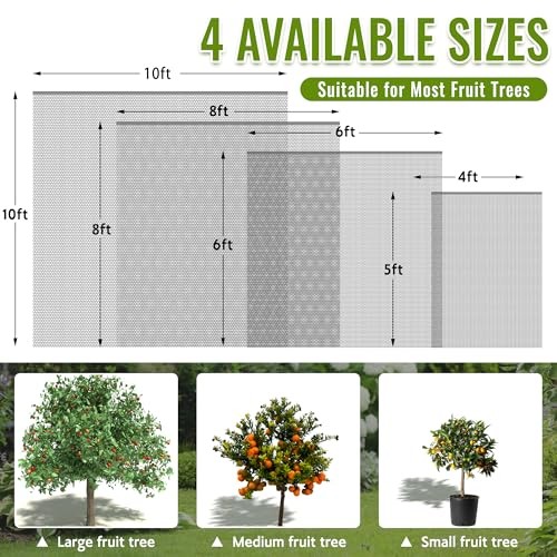 2 Pack Fruit Tree Netting Bags with Zipper and Drawstring, 10 x 10 ft Black