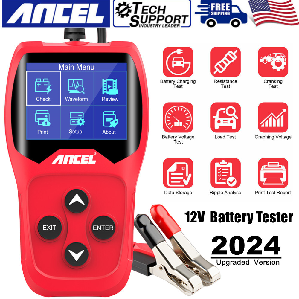 Car Battery Tester 12V Volt Load Test Starting Cranking Charging System Analyzer