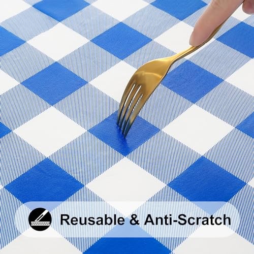 Square Picnic Table Cloth, Elastic 36" x 36" (Square) Blue and White