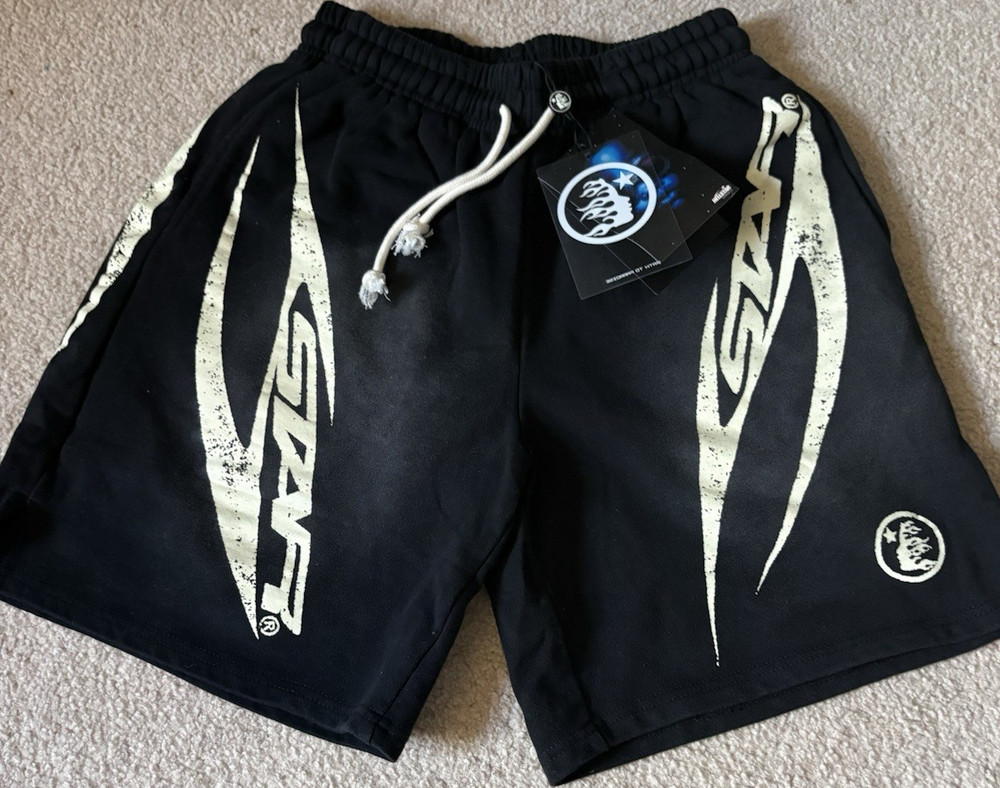 GASP Men's Black Athletic Activewear Shorts White Graphic, Drawstring, Pockets