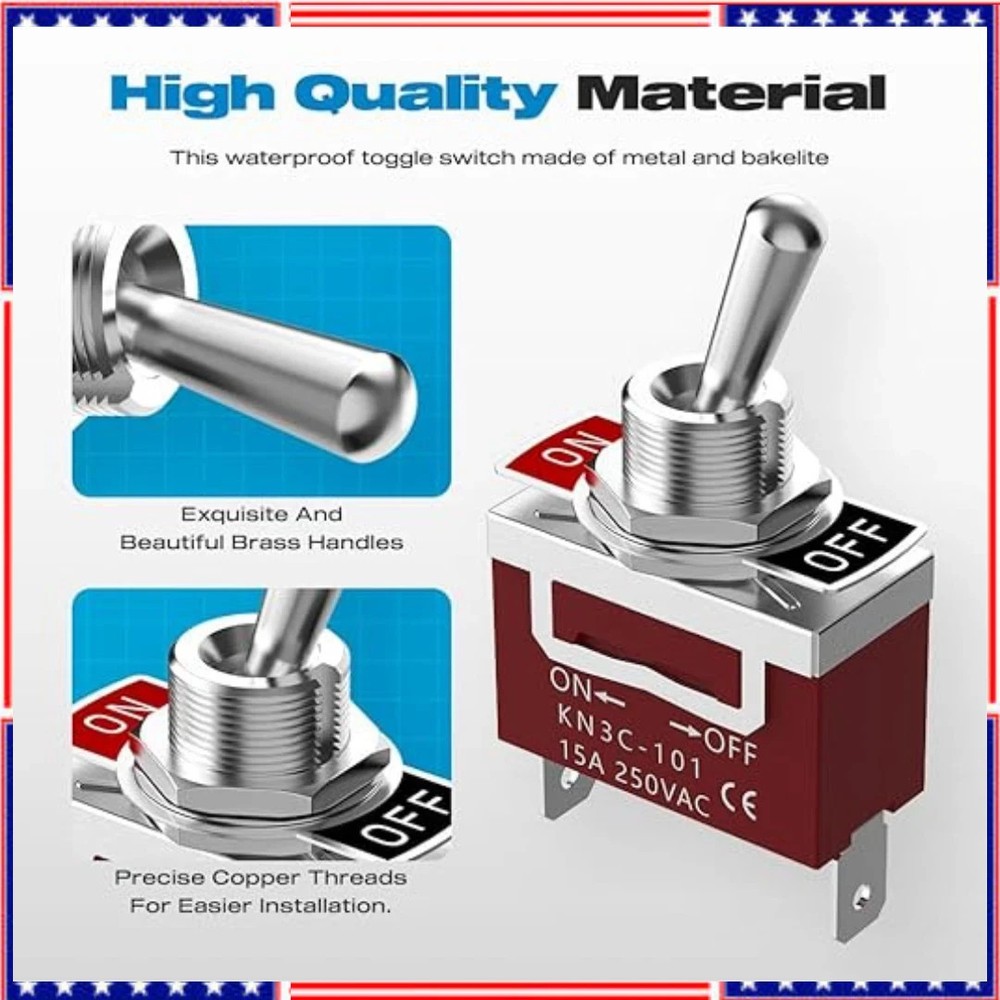 Toggle Switch 12V 30A Heavy Duty ON/Off 2Pin SPST Waterproof Toggle Switch 2Pack