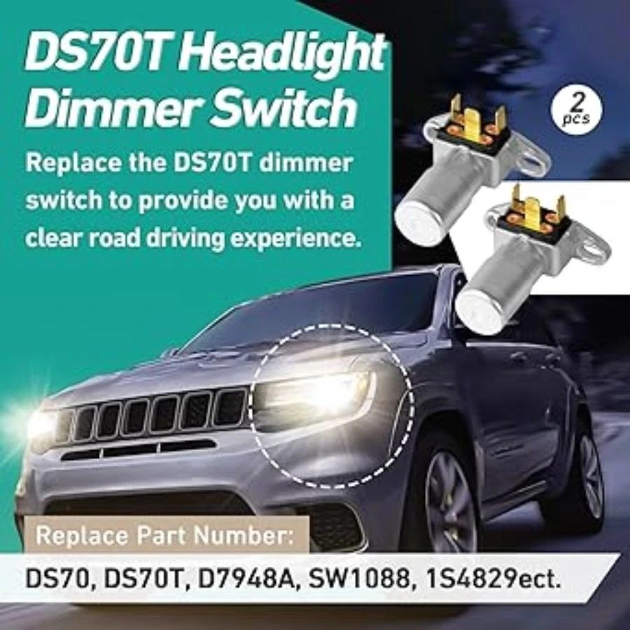 2Pcs Headlight Dimmer Switch - Floor Mounted Dimmer Switch with 3 Terminal R