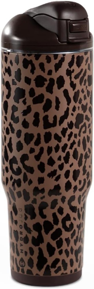 32oz Ease2o Brown Leopard Water Bottle: Straw & Chug Lid for Active Hydration
