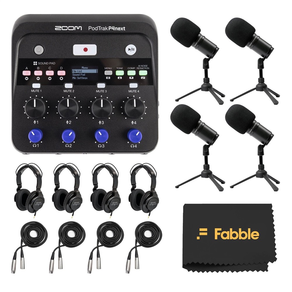 Zoom PodTrak P4next Podcast Recorder Bundle