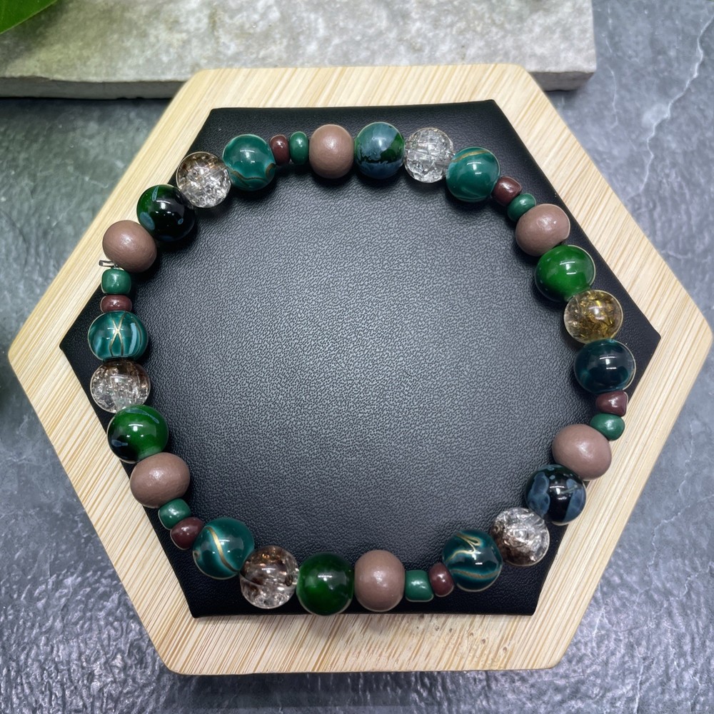 Handmade Bead Beaded Stackable 8” Plus Stretch Bracelet New Free Ship C1367