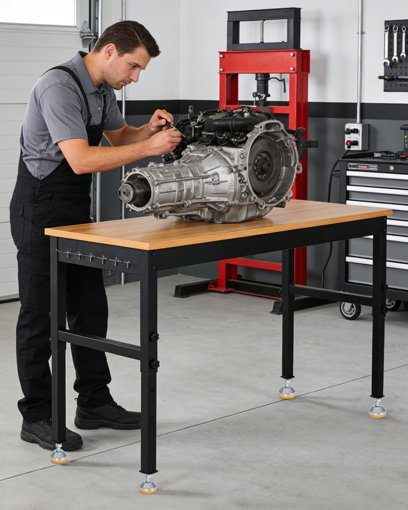 60in Garage Workbench w/ Lockable Wheels Power Outlet 2500LB Tool Bench