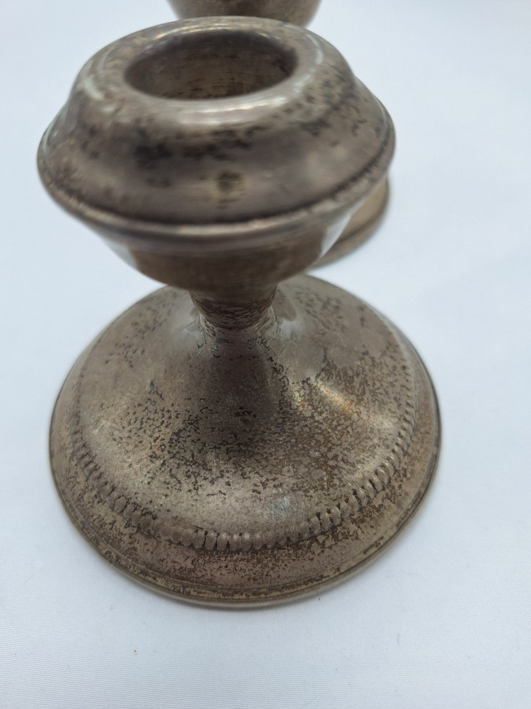 Vintage Sterling Silver Candlesticks Weighted 513 grams 3"