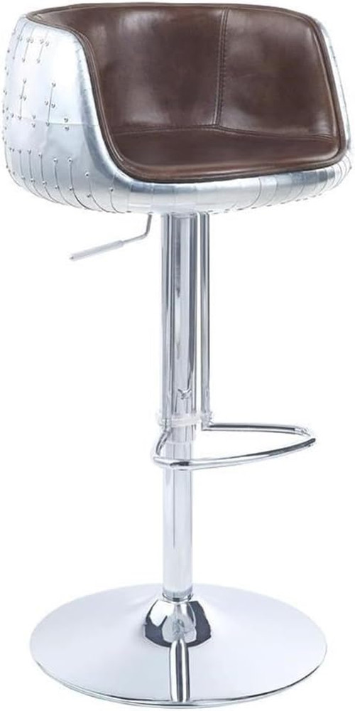 Brancaster Vintage Brown Leather Adjustable Swivel Stool