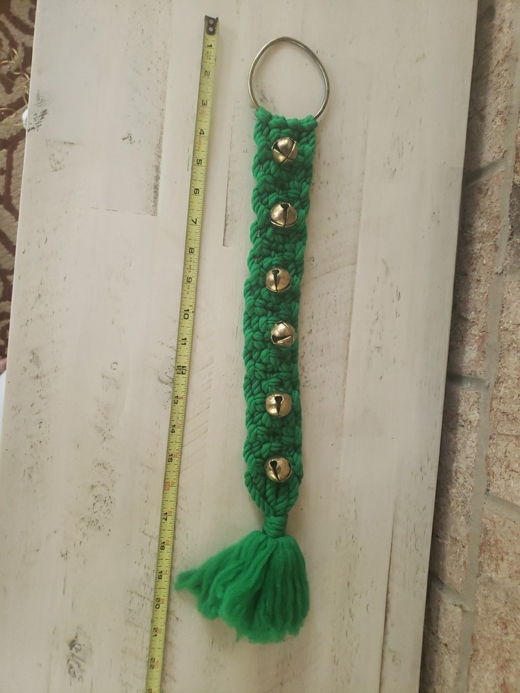 Vintage Green Macrame Jingle Bell Hanger