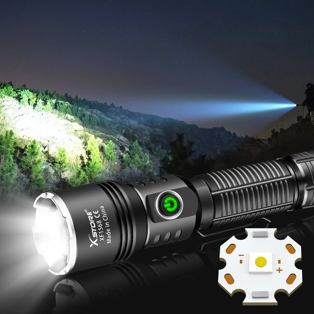 50000000 Lumen Super Bright LED Tactical Flashlight Rechargeable LED Work Light