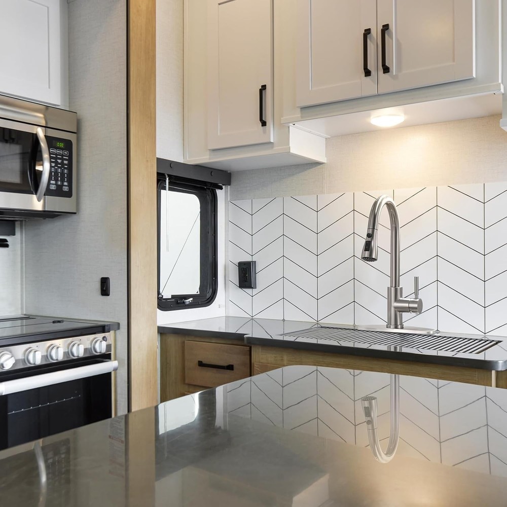 WEWE Single Handle High Arc Brushed Nickel Pull 15.7 Inches,