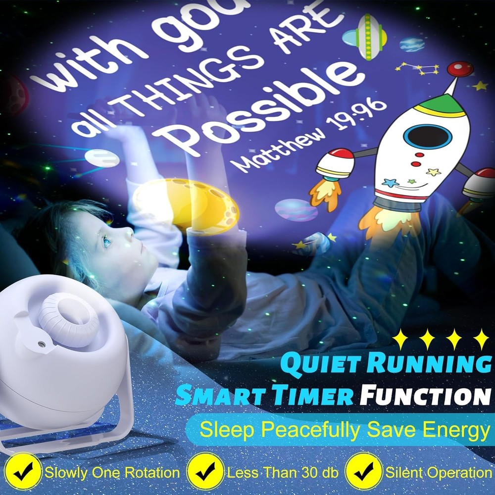 Bible Verses Projector Galaxy Projector Includes 12 Interchangeable Christian