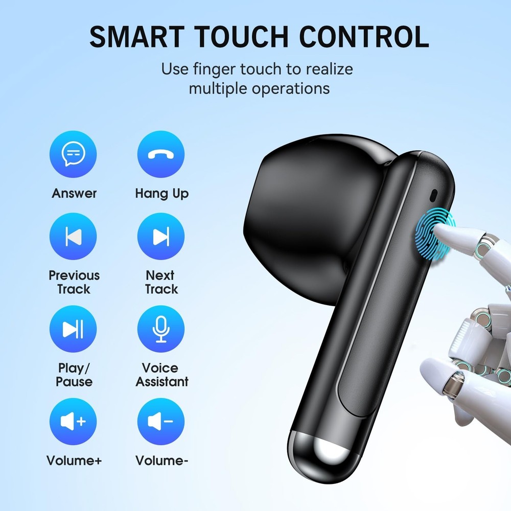 Wireless Bluetooth Earbuds with LED Display Charging Case for iPhone Android