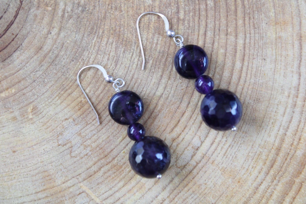 Amethyst & Sterling Silver dangle Earrings~Desert Rose Trading