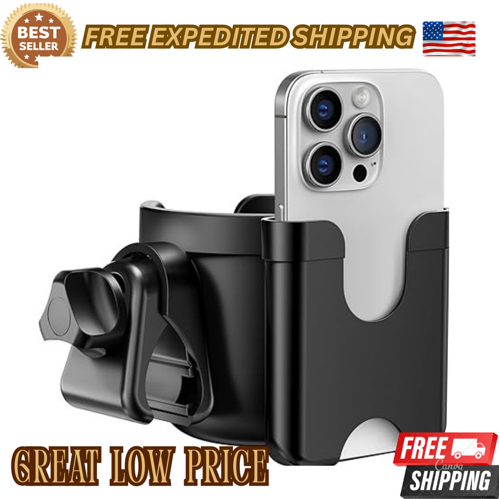 Cup Holder for Walker, Stroller Cup Holder Attachment with Phone Holder