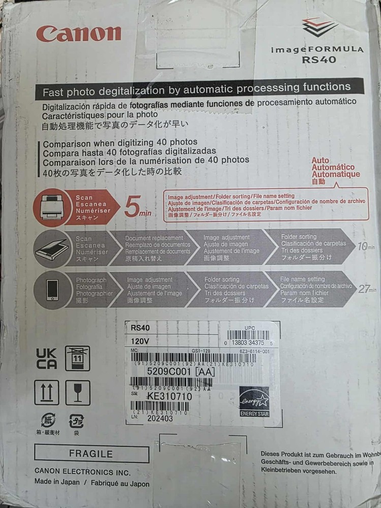 Canon imageFORMULA RS40 Photo and Document Scanner