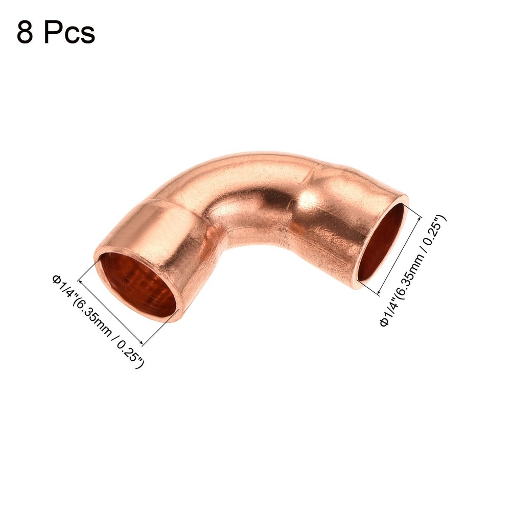 MECCANIXITY 90 Degrees Elbow Copper Pipe Fitting Brazing 1/4 Inch,