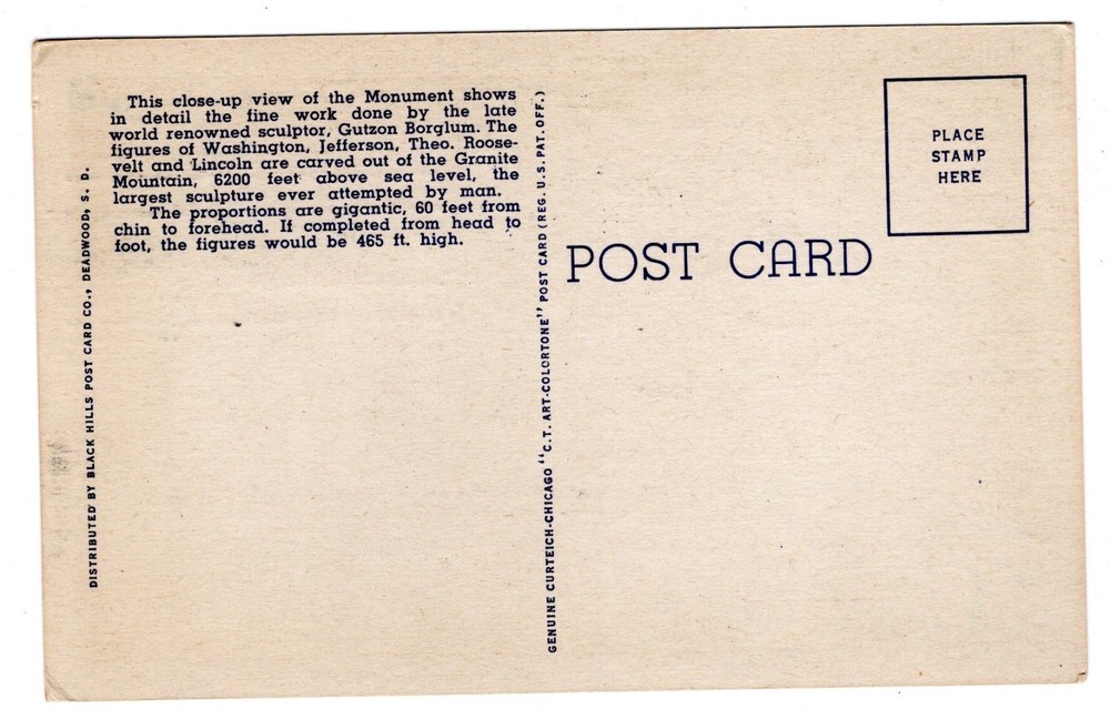 #1011 Mount Rushmore Keystone SD 1952 FDC - Maximum Card (Serviced Postcard)