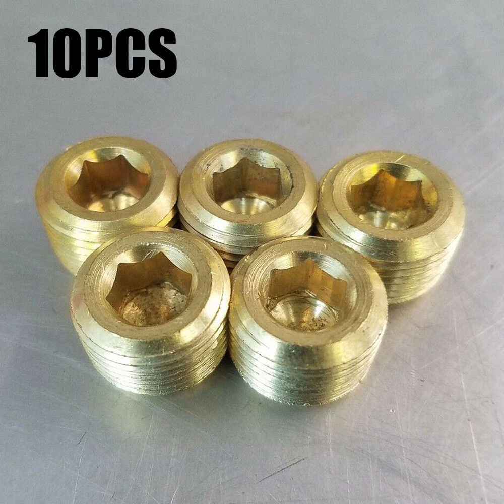 10PCS 3/8" Solid Brass Male NPT Thread Allen Head Pipe Plug Hex Socket