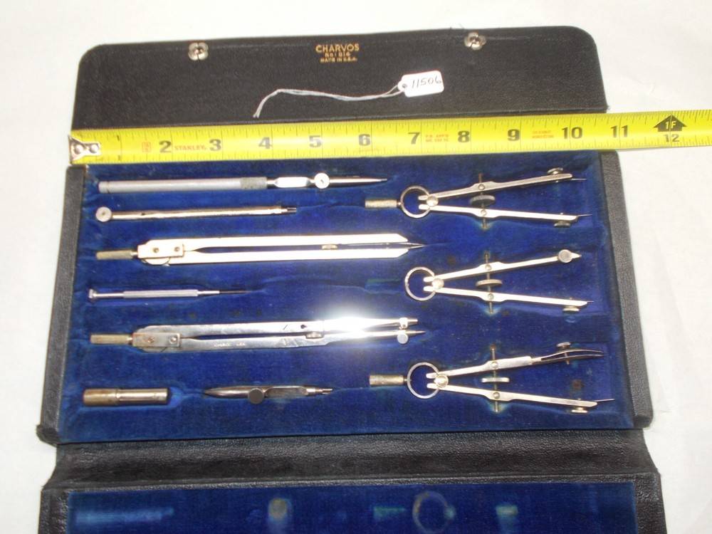 Drafting Set, CHARVOS No. 814 Drafting Set, (10) Pieces in Container Made in USA