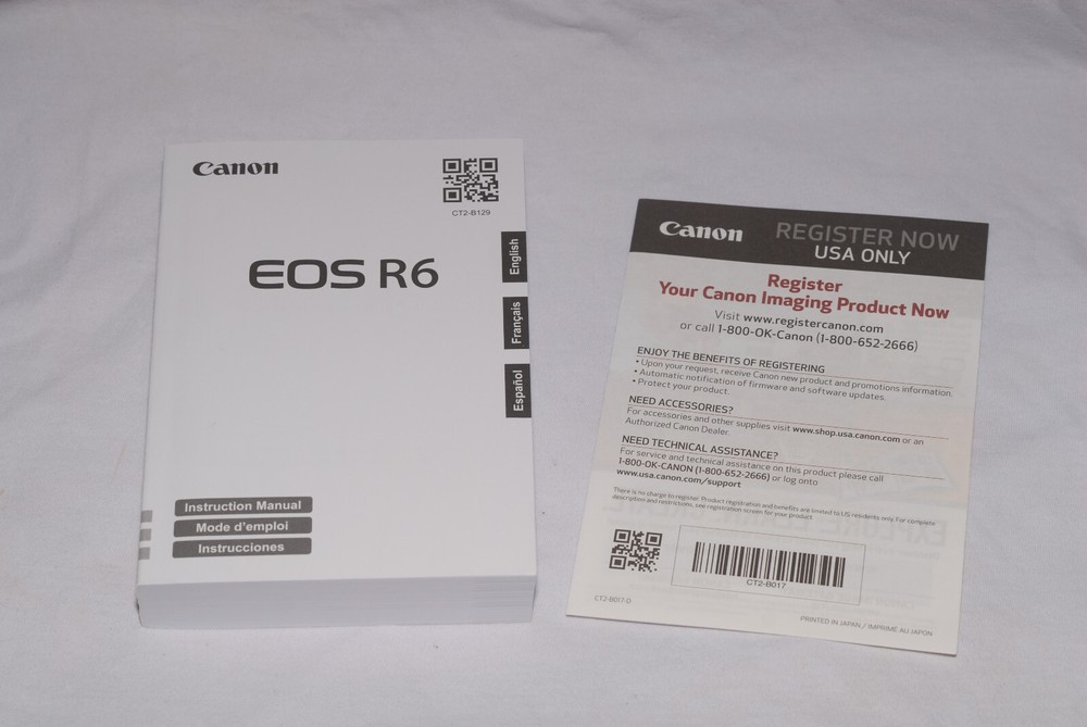 Canon EOS R6 Instruction Manual Open Box