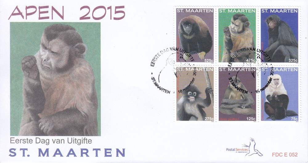Sint Maarten Issue FDC 2015 (52) Monkeys