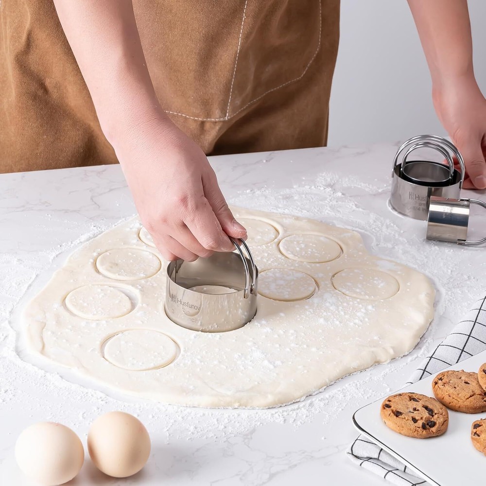 Biscuit Cutter Set Round Cookie Cutters with Handle 5 Pieces 5pcs handle