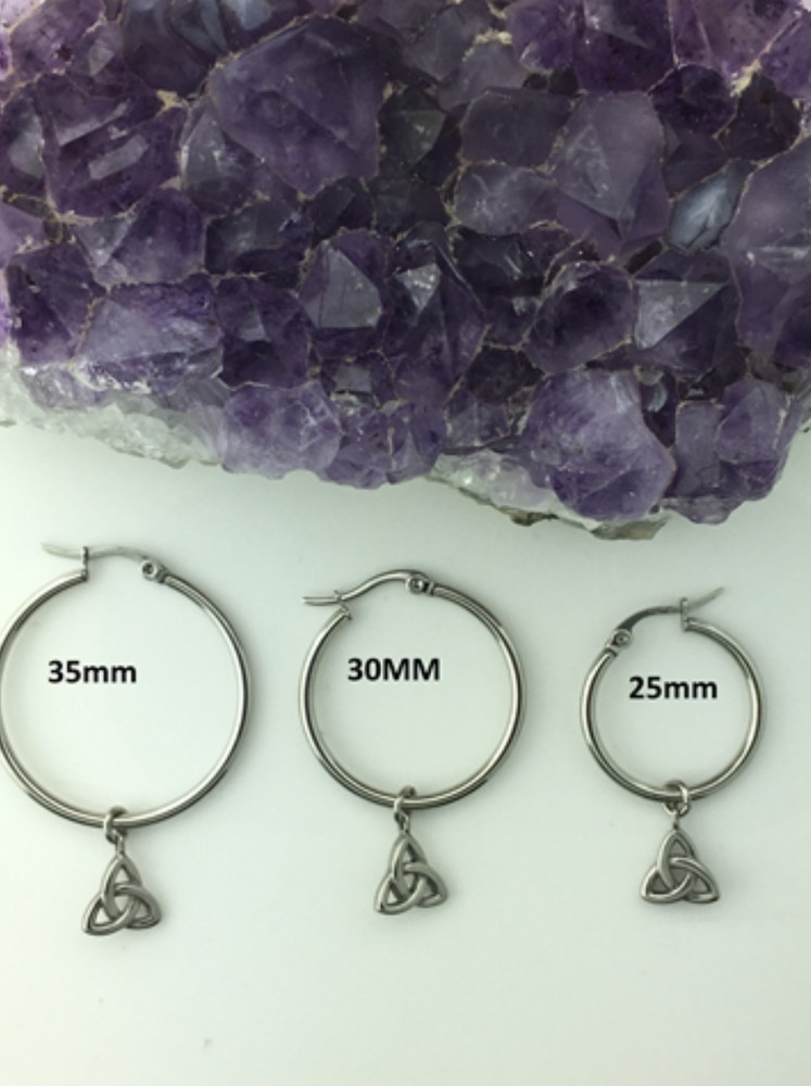 1 Pair Celtic Trinity Hoop Earrings 25mm,30mm,35mm