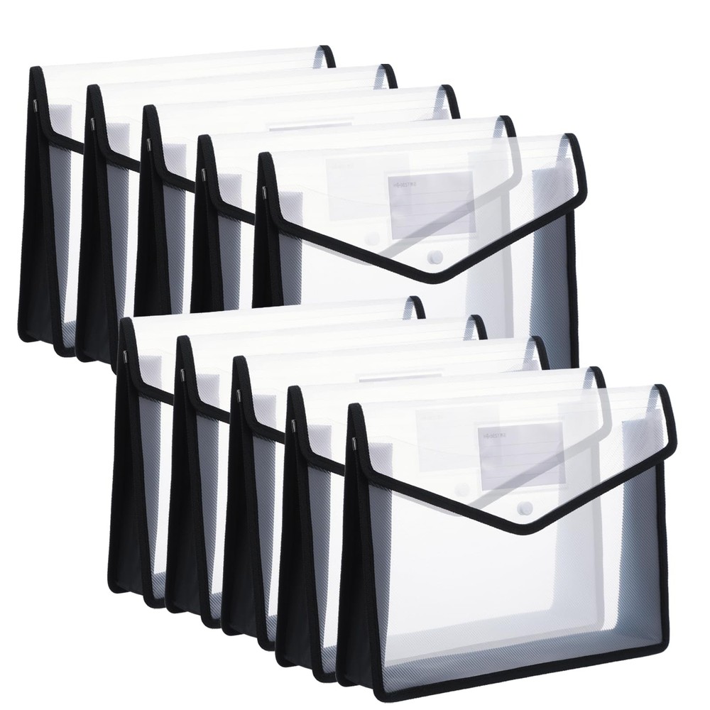 10 Pieces Plastic File Folders Envelope Expanding File Wallet Organizer Docum...