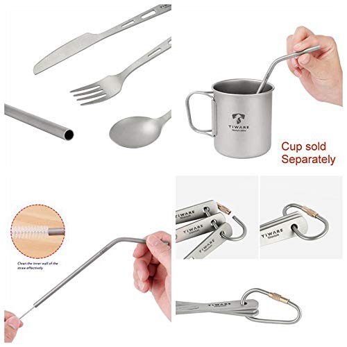 Titanium Knife Fork Spoon Drinking Straw Ultra-Light Weight Tableware Durable...