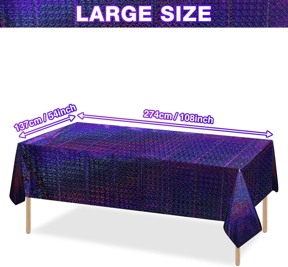 8 Pack Iridescence Plastic Tablecloths Shiny Disposable Laser Rectangle Table Co