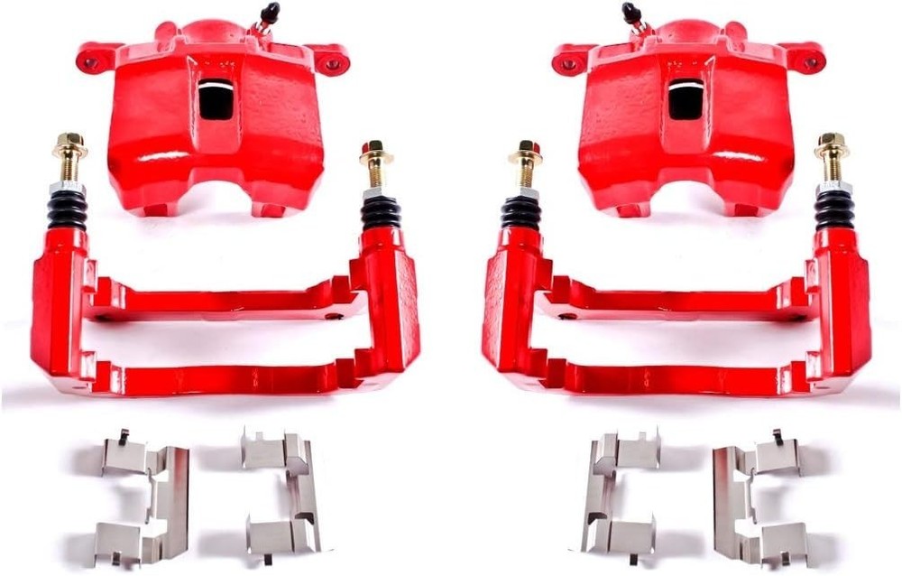 Front S2584 Red Powder Coated Calipers - Easy Install, Fits Multiple Vehicles