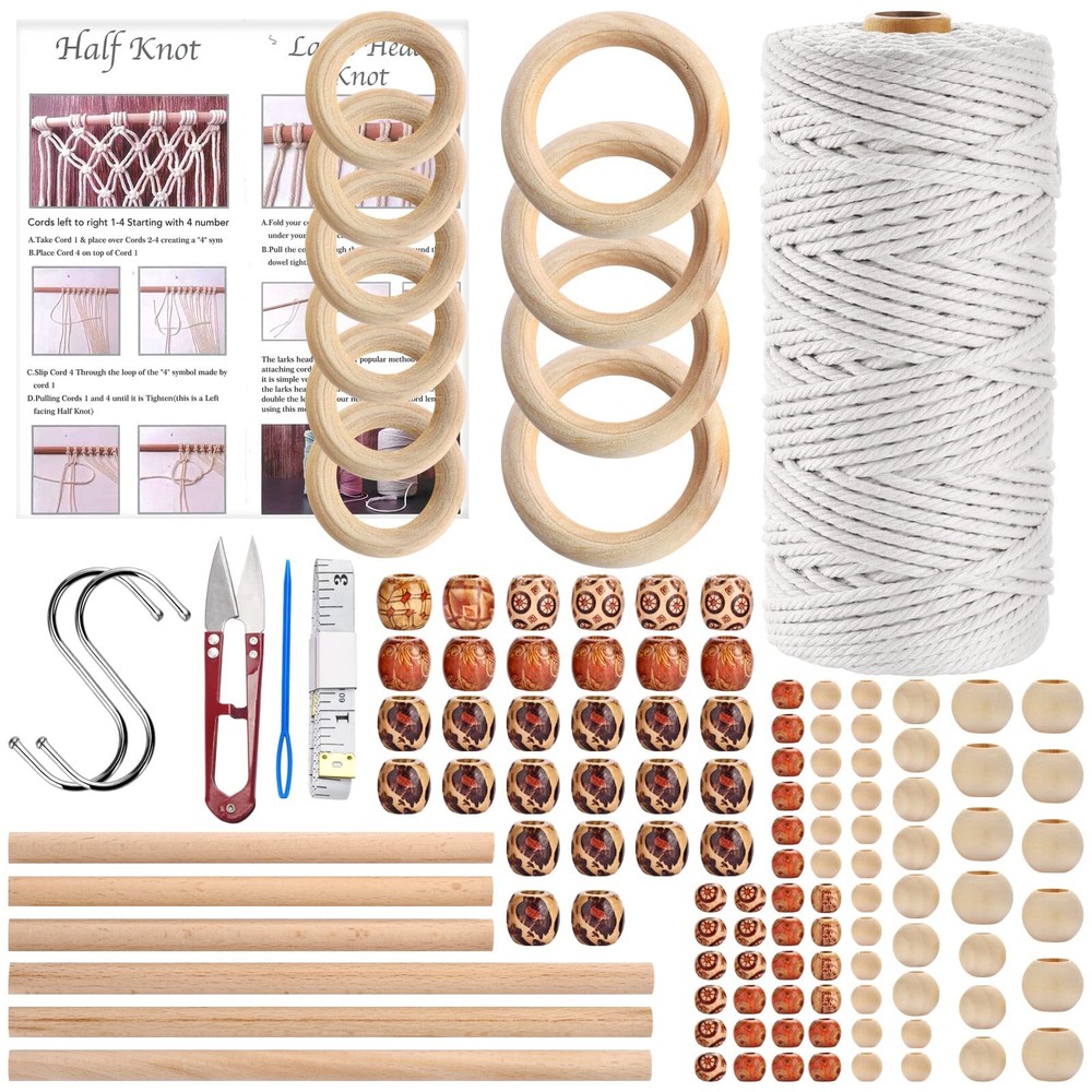 121Pcs Macrame Kit Macrame Supplies 3mm x 109Yards Macrame Cord for Macrame