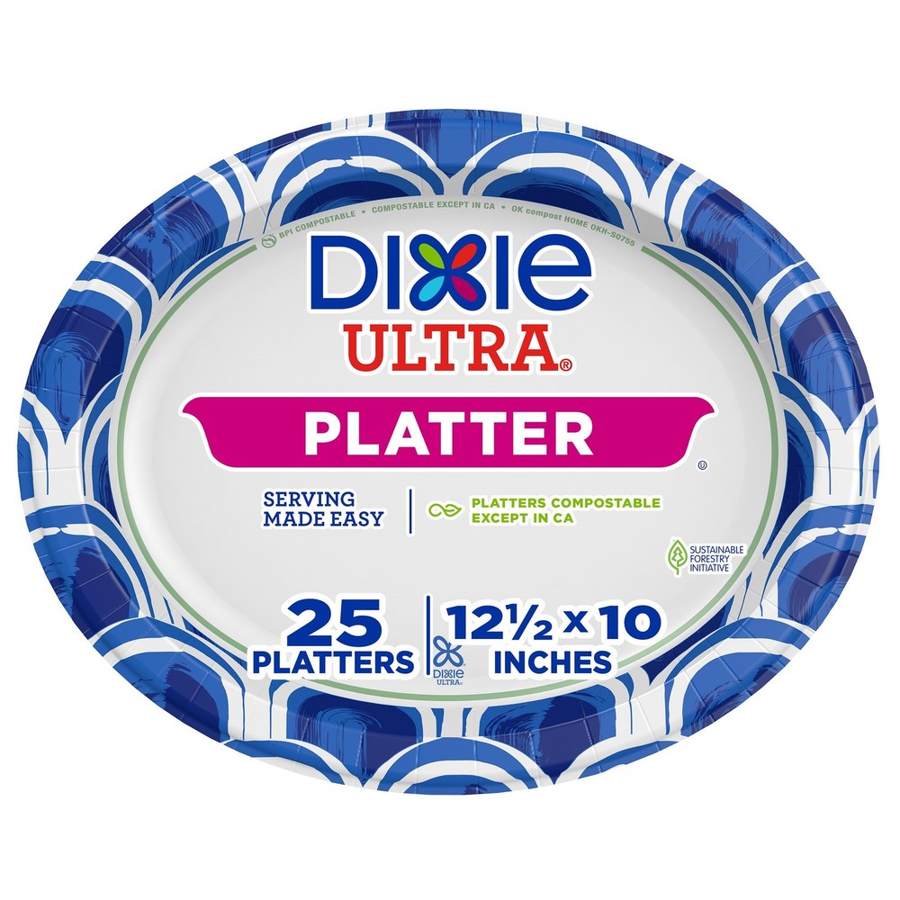 Disposable Platters, 10" x 12.5", 25 Count – Durable, Sturdy Design