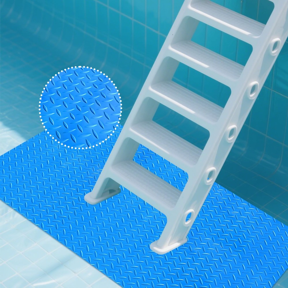 24"x36" Pool Ladder Mat Protective Non-Slip Pool Step Pad with Texture，Protec...