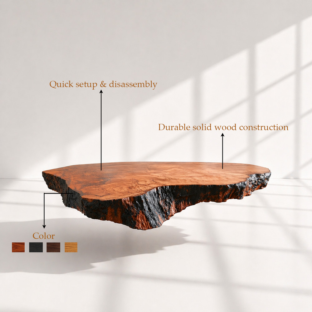 Modern Rustic Solid Wood Vanity - Natural Live Edge Bathroom Sink Console