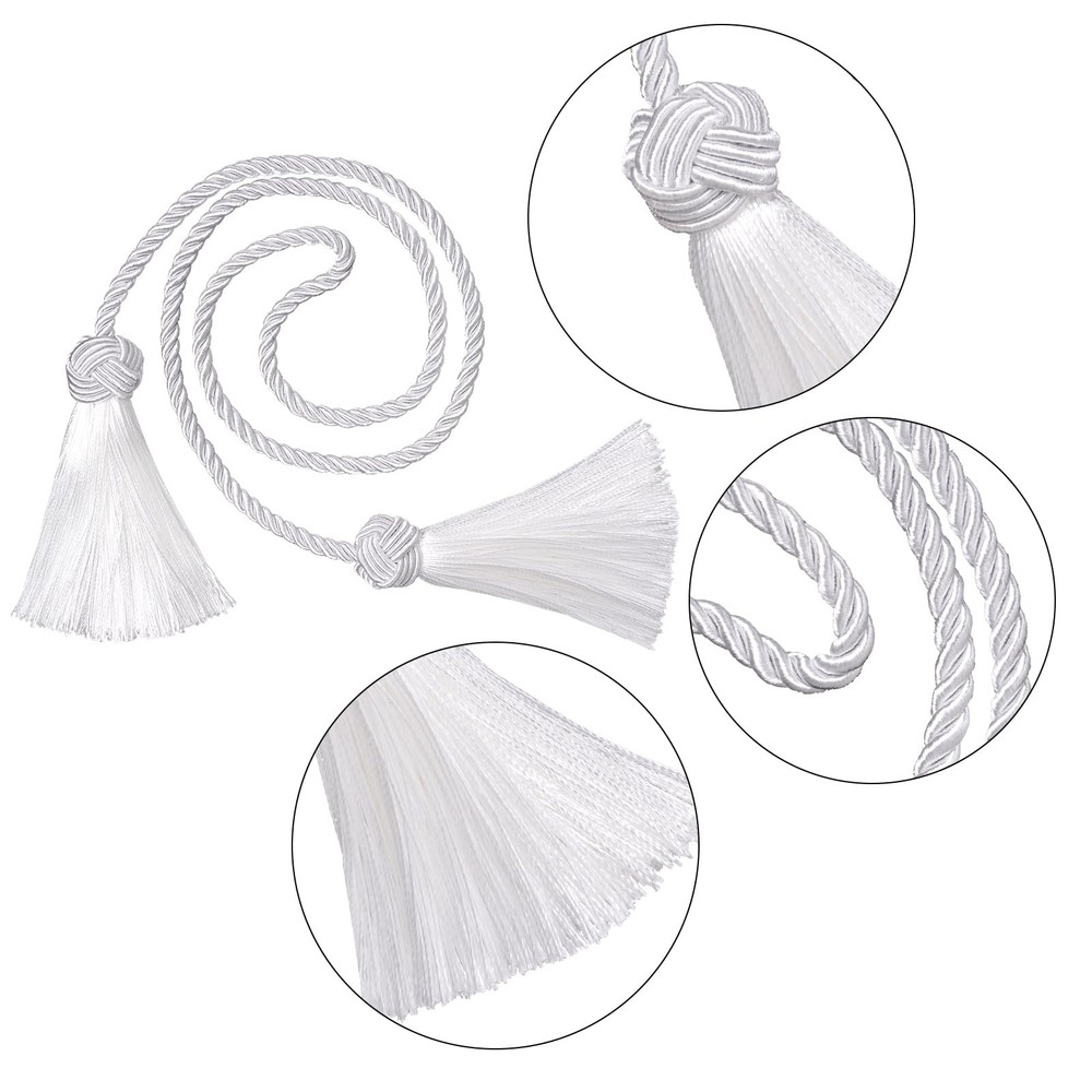 4 Pack Curtain Tiebacks Window Decorative Tassels White Rope Home Decor