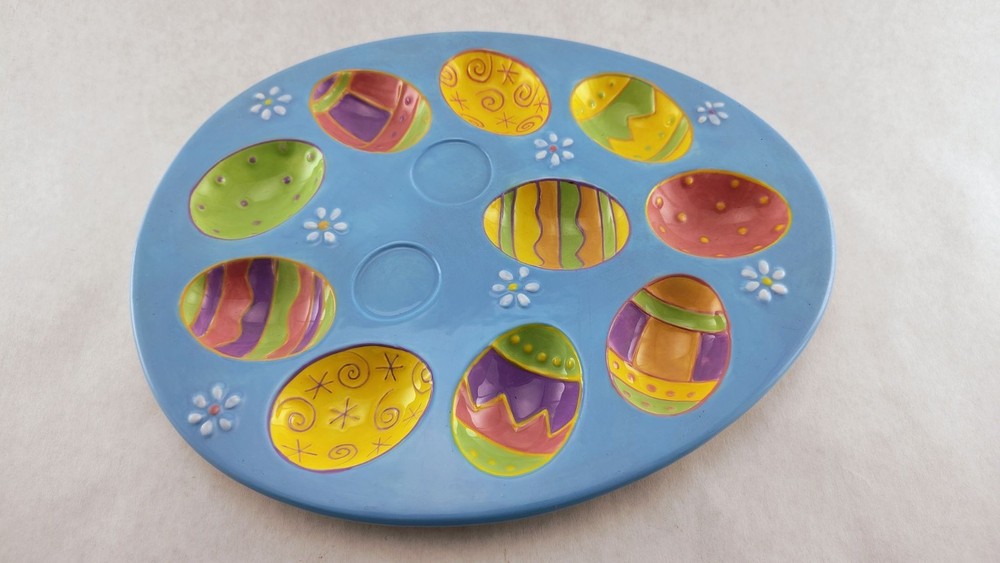 Deviled Egg Tray Platter Kitschy MWW Market Ceramic Plate Easter Holiday