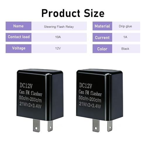 4 PCS 2 Pin Flasher Relay, Adjustable Frequency Blinker Relay, Waterproof Car