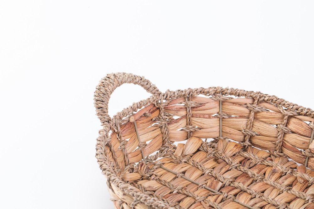 New Wickerwise Seagrass Fruit Bread Basket Tray with Handles