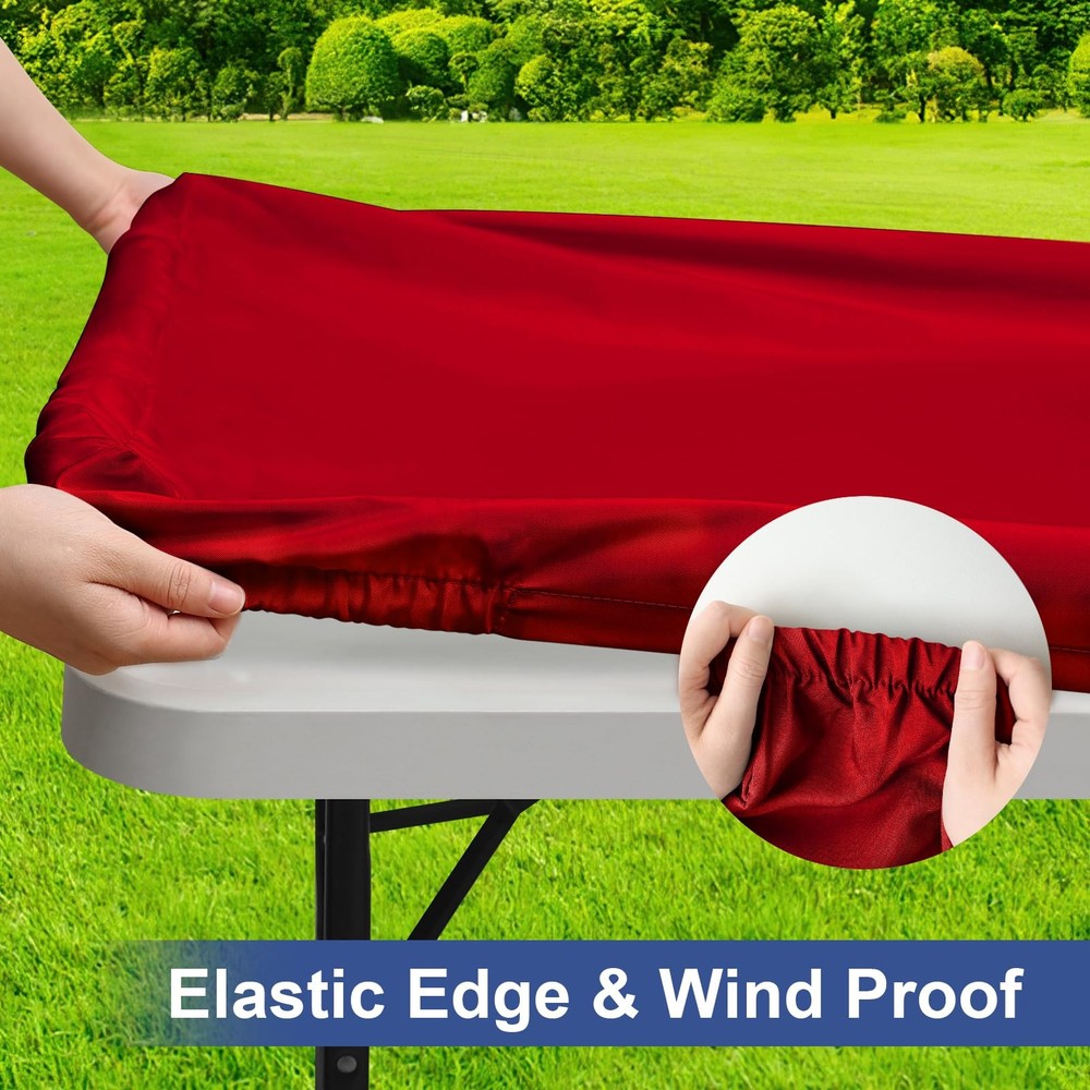 Rectangle Table Cloth Cover, Waterproof Polyester Elastic Fitted Tablecloth, ...