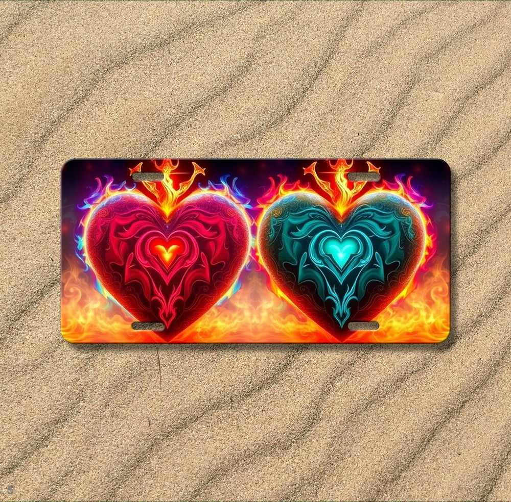 Modern Hearts License Plate Your Text Auto Tag Gift Idea