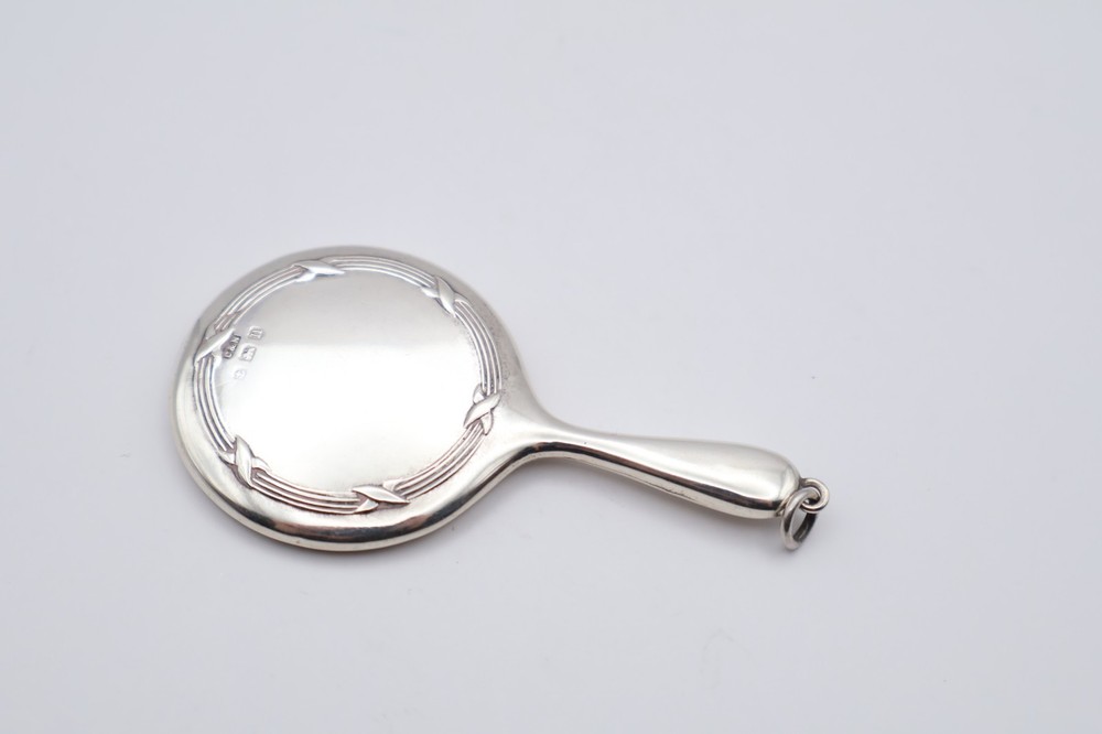 Antique Sterling Silver Chatelain Mirror Pendant Birmingham 1912