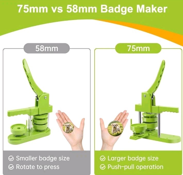 Button Maker Machine 75Mm (3 In) Installation-Free, DIY Button Pin Maker Machine