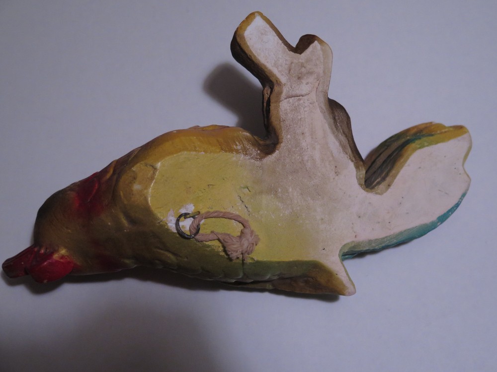 Antique Hanging Glazed Pottery Parrot 10" Long
