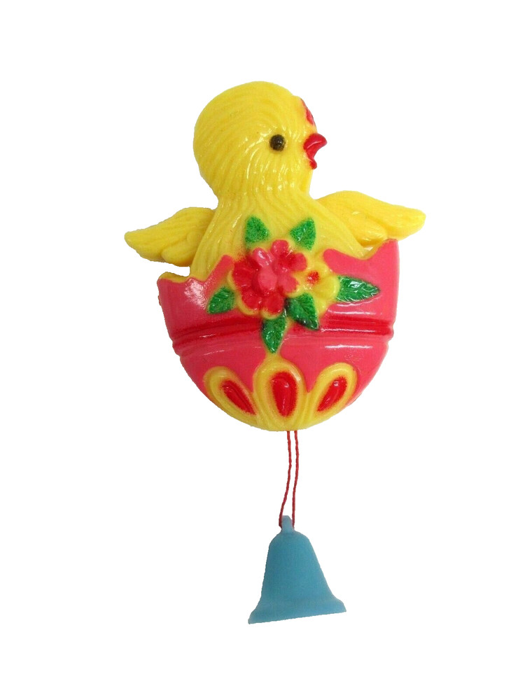 Novelty Easter Baby Chick in Egg Pin Action Pull String Hatching dark pink